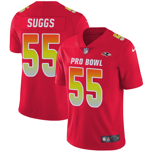 Nike Ravens #55 Terrell Suggs Red Men's Stitched NFL Limited AFC 2018 Pro Bowl Jersey - Click Image to Close